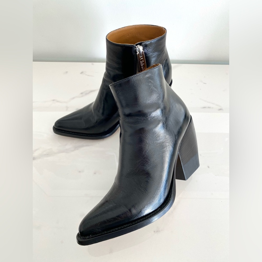 Chloe Black Leather Rylee Ankle Boots Sz 38 $950 - Picture 4 of 10